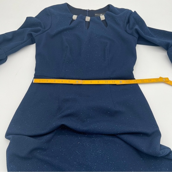 Betsy & Adam Blue Glitter Dress Sz 8 – Retro Glam Bell Sleeves Rhinestone Neck - Picture 6 of 10